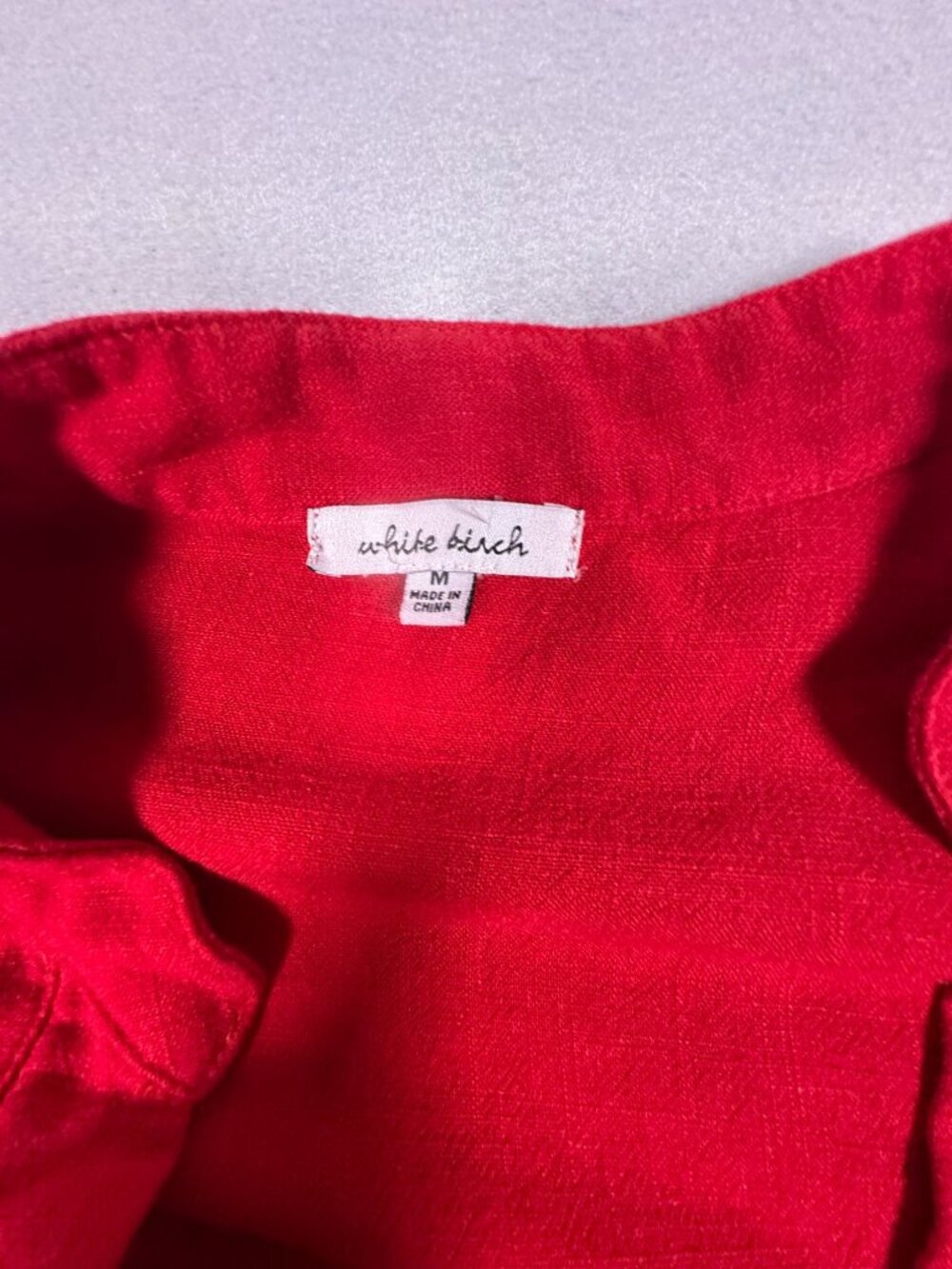 White Birch Womens Frayed Hem Tunic Dress Button Tab Sleeves Red Medium - Picture 4 of 7